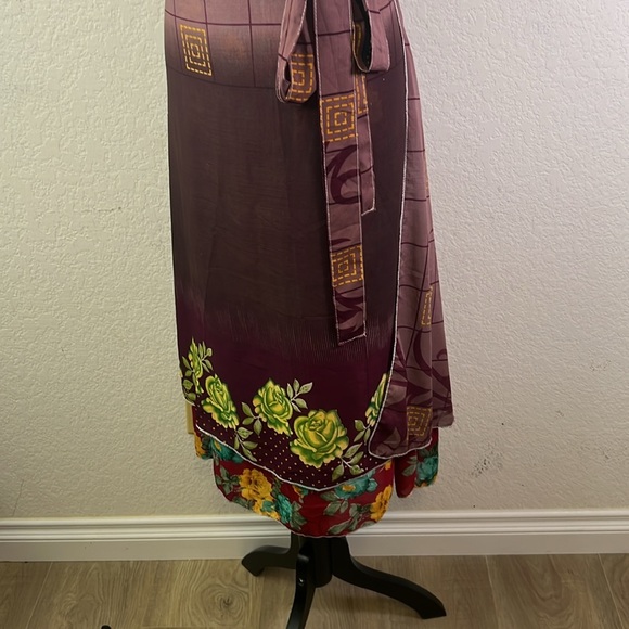 Mamta Free Size Floral Patterned Reversible Wrap Skirt EUC - Picture 2 of 3